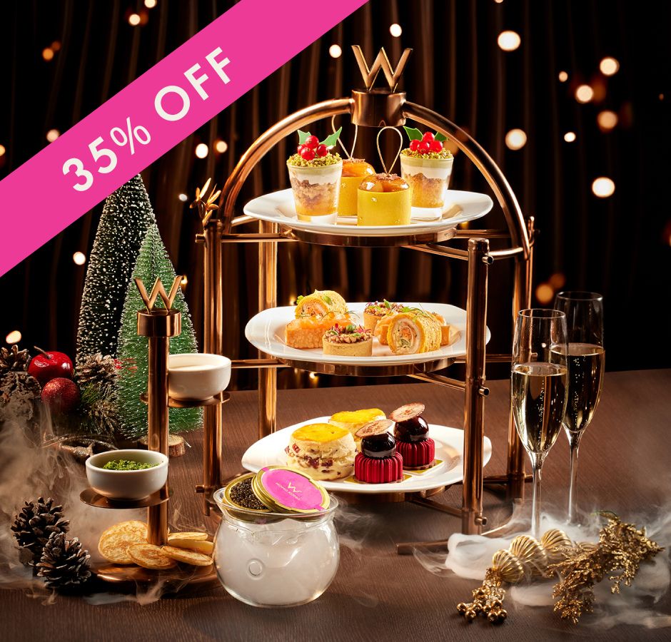 【35% OFF】WOOBAR Festive Afternoon Tea Set with a glass of selected Champagne for 2 persons